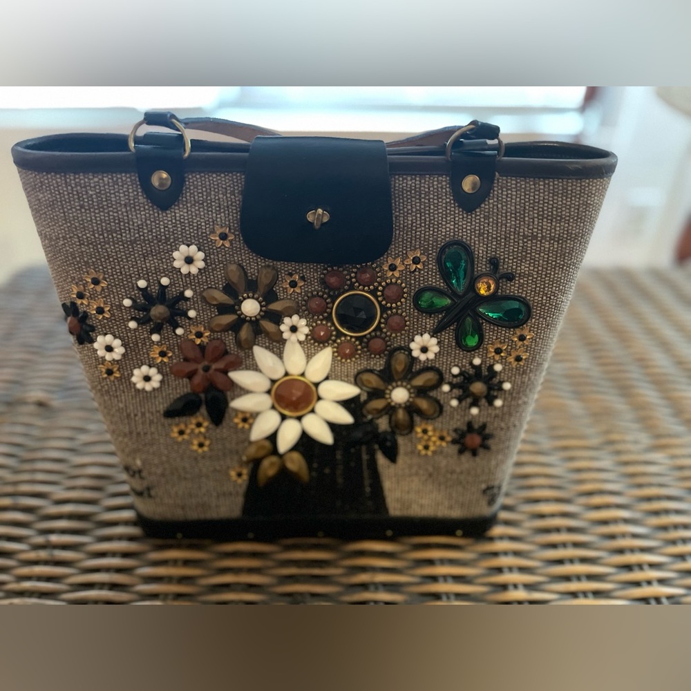 Famed 1960’s Enid Collins Flower Basket Wood/Leather Bucket Purse